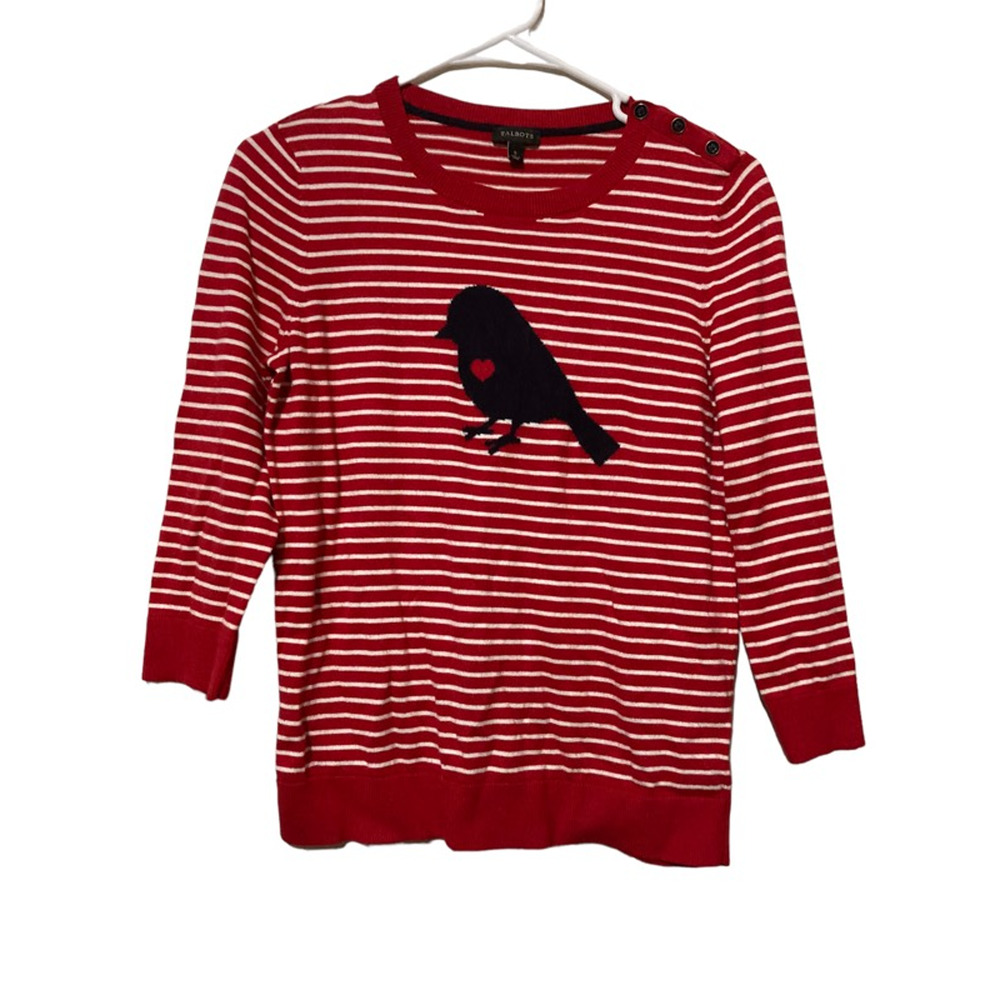 Talbots Sweater‎ Size Small Red Striped